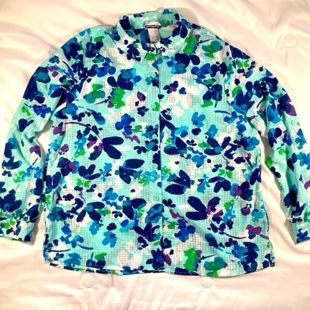 Vintage Bon Worth Floral Button Up Blouse Large